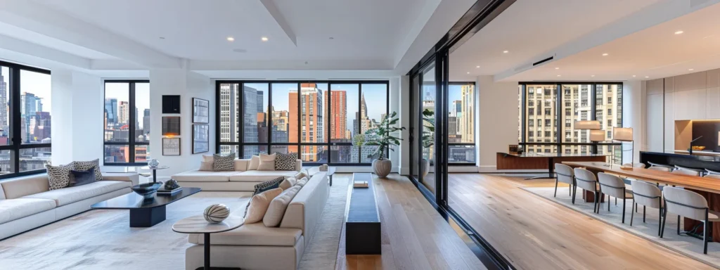 a sleek, modern living room featuring custom-designed furniture, high-end finishes, and state-of-the-art smart home technology.